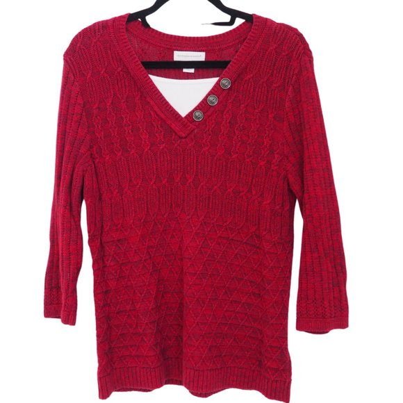Christopher & Banks Sweaters - Christopher & Banks Sweater Knit Pattern Wine Red